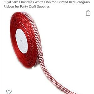 New 25y 3/8inch red and white chevron ribbon